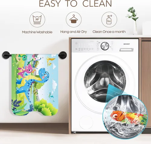Vista 6 de SHUCHING Tapete de baño de dinosaurio para bebé antideslizante de 40 x 16 pulgadas, tapete de baño antideslizante para niños y bebés, tapete