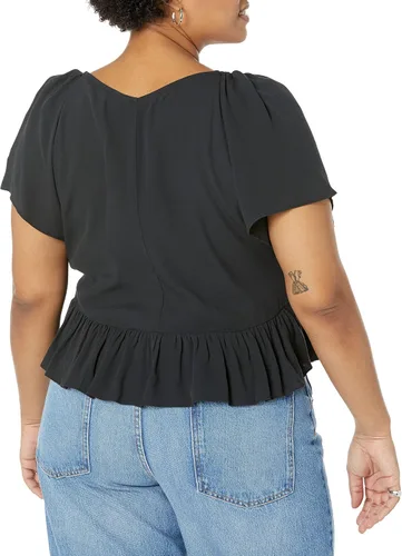 Vista 6 de The Drop Elize - Blusa de crepé con manga abombada y lazo frontal para mujer