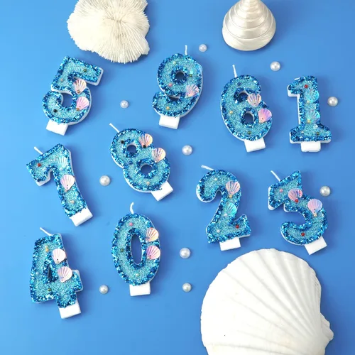 Vista 3 de Vela de número de cumpleaños de 3 pulgadas, con purpurina para decoración de pastel, lentejuelas y números de pastel para cumpleaños, boda