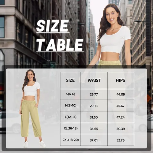 Vista 2 de Womens Capri Yoga Pants Wide Leg Loose Comfy Lounge Cropped Capris with Pockets