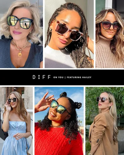 Vista 3 de DIFF Gafas de sol cuadradas ligeras de gran tamaño para mujer, Hailey