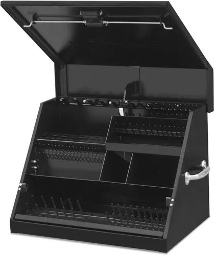 Vista 8 de Montezuma LA400B - Caja de herramientas TRIANGULAR portátil de 30 pulgadas - Diseño de varios niveles - Construcción de calibre 16 - Cofre