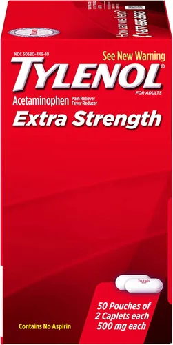 Vista 4 de Tylenol (R) Fuerza extra, dosis de 2 cápsulas, 100 cápsulas en total, 500 mg cada uno