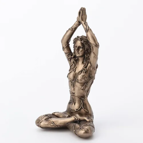 Vista 6 de Veronese Design 3 3/8" Earth Spirit Gaia Lotus Pose - Figura de resina pintada a mano con acabado de bronce