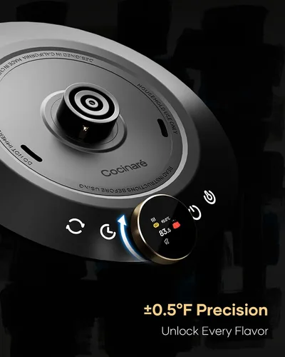 Vista 3 de Cocinare Soulagues - Hervidor eléctrico de cuello de cisne, control de temperatura de ±0.5℉ para café y té de goteo, interior de acero inoxidable