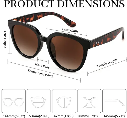 Vista 4 de FEISEDY Gafas de sol para mujer, gafas de sol redondas polarizadas a la moda, estilo moderno, protección UV, Sunnies B4127