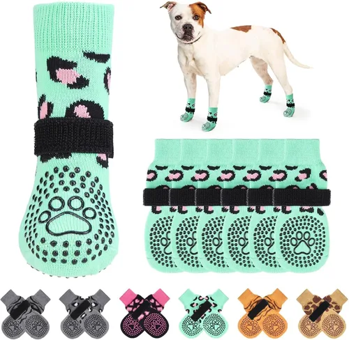 Vista 16 de KOOLTAIL Calcetines antideslizantes para perros para pavimento caliente/frío para evitar lamer patas, botas de perro y protector de patas