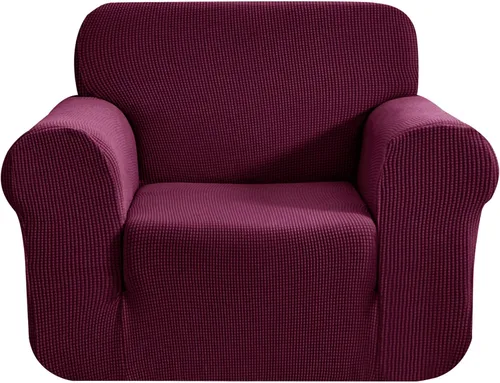 Vista 85 de CHUN YI - Funda elástica de 1 pieza para sillón grande, funda protectora suave de Jacquard con elastano, detalle de cuadros y parte inferior