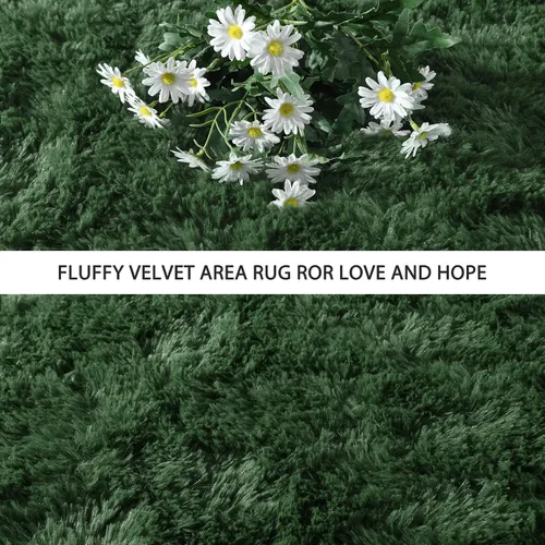 Vista 4 de Pettop Alfombra de Área Esponjosa Verde Profundo para Dormitorio Sala de Estar, 3x5 Pies Alfombras Shaggy de Felpa Super Suaves y Peludas para Niñas
