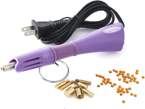 Vista 8 de Pistola aplicadora de diamantes de imitación Hotfix Kit Bedazzler para manualidades de bricolaje (rosa)