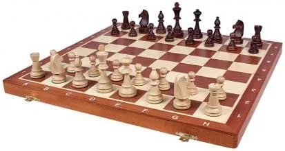 Vista 2 de Juego de Ajedrez de Torneo de Madera con Tablero de Madera y Piezas de Ajedrez - Ajedrez - Europeo (21" (52cm) - No.6)