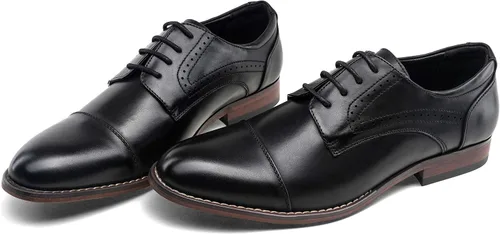 Vista 4 de Vostey Zapatos de vestir para hombre clásicos con punta de ala Brogue Oxfords
