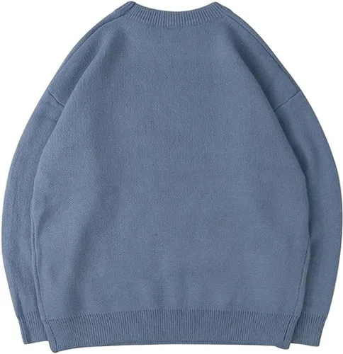 Vista 2 de Laixton Suéter de gran tamaño para hombre, unisex, de punto, estético, ropa de calle, casual, túnica