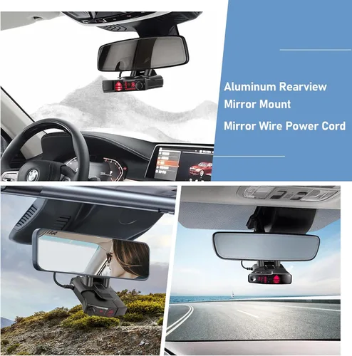 Vista 2 de SDSACZMU Soporte para Detector de Radar, Soporte de Montaje de Radar de Varilla de Espejo Retrovisor + Kit de Cable de Alimentación de Cableado