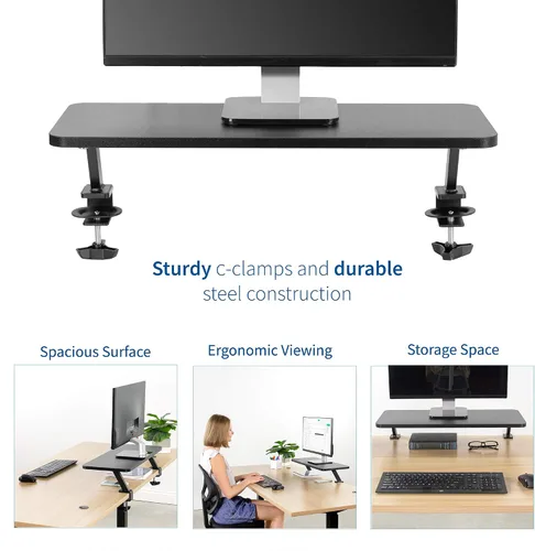 Vista 3 de VIVO Estante de escritorio ergonómico pequeño de 26 pulgadas, soporte elevador para monitor de computadora, organizador de escritorio con capacidad