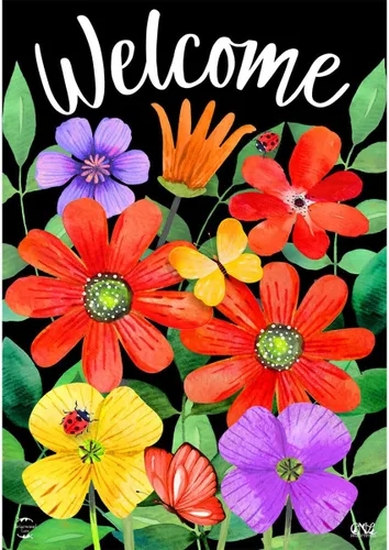 Vista 13 de Briarwood Lane - Bandera para el jardín de primavera con el puente en flor