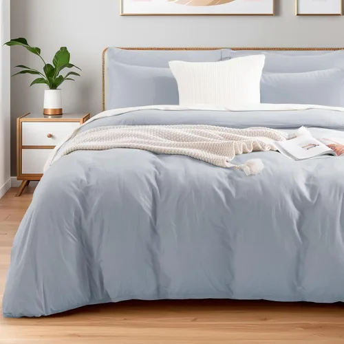 Vista 53 de NEXHOME PRO Funda de edredón Twin XL 100% algodón lavado, transpirable, duradera, texturizada, similar al lino, juego de ropa de cama para el hogar
