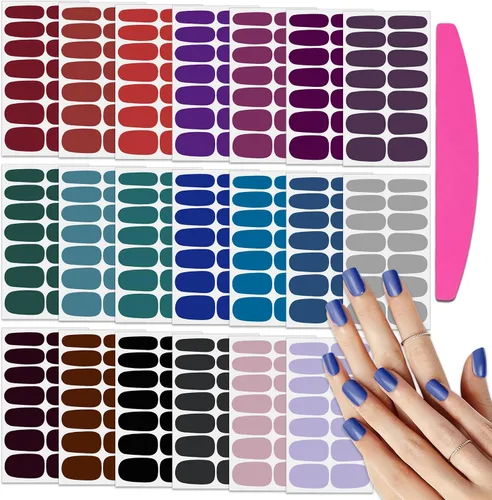 Vista 8 de 20 hojas de calcomanías de esmalte de uñas de Navidad, envolturas completas para mujeres, tiras de gel autoadhesivas de manicura con lima de uñas