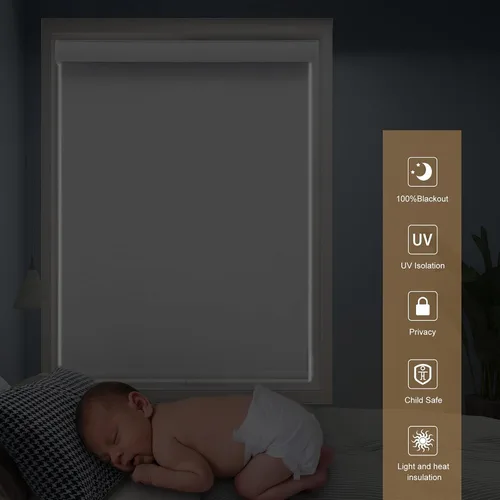 Vista 4 de Changshade Persianas enrollables opacas personalizadas, persianas enrollables con cable para ventanas con aislamiento térmico, bloqueo de luz