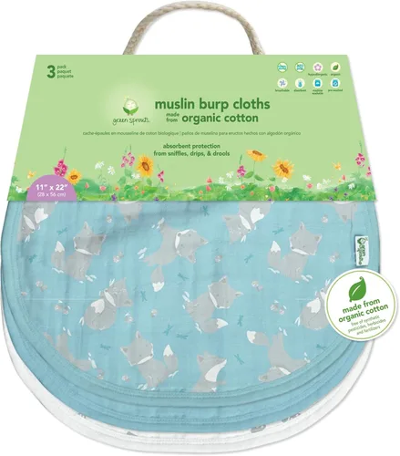 Vista 5 de green sprouts Paños de muselina para eructos hechos de algodón orgánico 4 capas absorbentes que protegen de resfriados, goteos y babas 100%