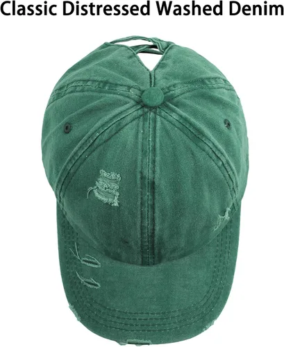 Vista 6 de Gorras de béisbol para mujer con diseño de cola de caballo ajustables cruzadas y cruzadas