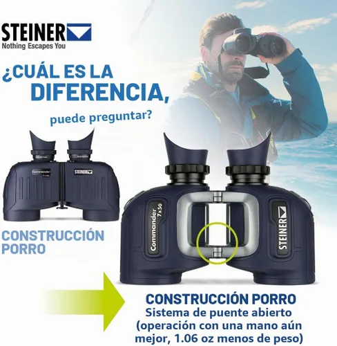 Vista 8 de Prismáticos Steiner Optics Marine Commander 7 x 50 con brújula, prismáticos profesionales impermeables, calidad alemana, imágenes cristalinas
