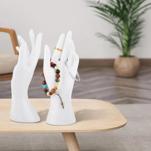 Vista 4 de Soporte de exhibición de joyería de mano de maniquí femenino, exhibición de soporte de anillos, modelo de mano decorativo para pulsera, reloj