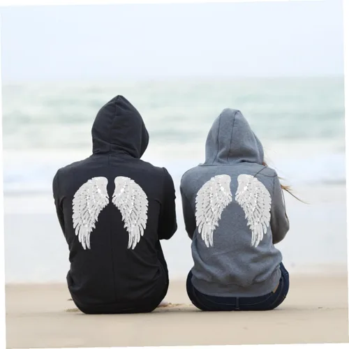Vista 4 de Zerodeko Sequin Angel Wings Patch DIY Sewing Applique for Clothing Silver Embroidered Fabric Decoration Craft Supplies for Jackets Hats