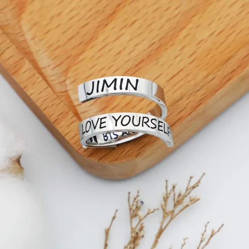 Vista 4 de G-Ahora BT Bangtan Boys Ring Kpop Army Love Yourself Ring Rings for Army Fans Jewelry