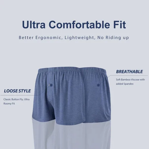 Vista 3 de BAMBOO COOL Men's Boxers Short Bamboo Viscose Boxer for Men Soft Comfortable Casual Breathable Underwear (3 Pack or 5 Pack)