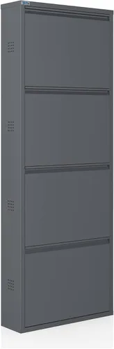 Vista 22 de CEHA Zapatero de metal de 3 niveles con tapa, organizador de almacenamiento de zapatos duradero para entrada, estante de zapatos que ahorra espacio