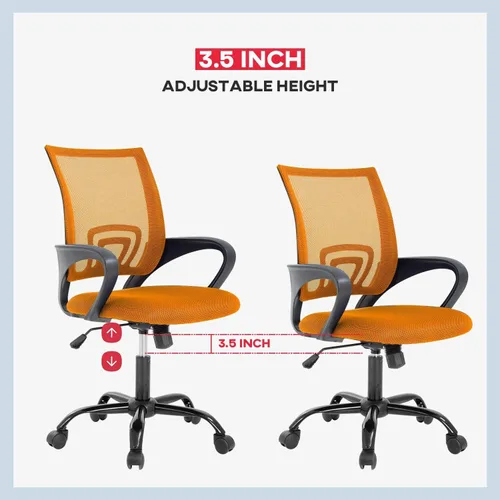 Vista 5 de BestOffice Silla de oficina, silla de escritorio, silla de computadora de malla con soporte lumbar, cómoda silla de respaldo medio, color naranja