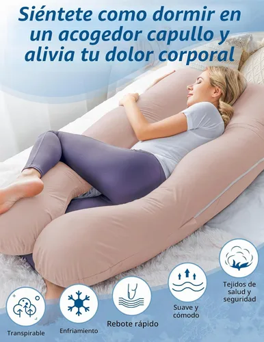 Vista 3 de Meiz - Almohadas de embarazo refrescantes para dormir, almohada corporal de maternidad para mujer embarazada, en forma de U, con funda de jersey