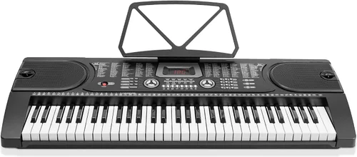Vista 4 de Piano de teclado electrónico de música de 61 teclas con soporte, auriculares, taburete y micrófono
