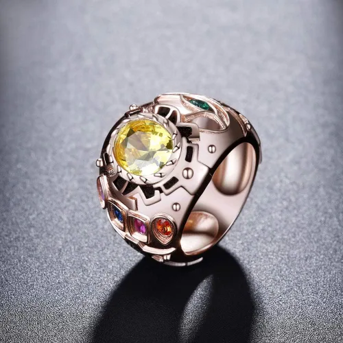 Vista 2 de Anillo Infinity Gauntlet chapado en oro rosa de plata 925