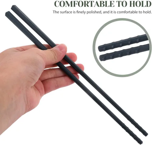 Vista 6 de SHOWERORO Palillos de silicona, 4 pares de palillos de acero de 9.44 pulgadas, reutilizables, antiadherentes, para cocina, comedor, agarre suave