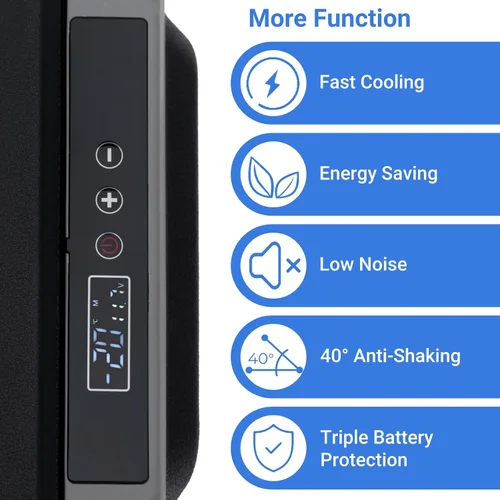 Vista 4 de Smad Refrigerador portátil de coche de 12 voltios -4℉-68℉ Enfriador eléctrico con cesta extraíble y ruedas, soporte de taza de iluminación LED, 53