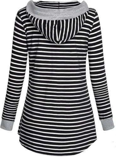 Vista 2 de Miusey - Sudadera de manga larga para mujer con capucha y bolsillo canguro, túnica