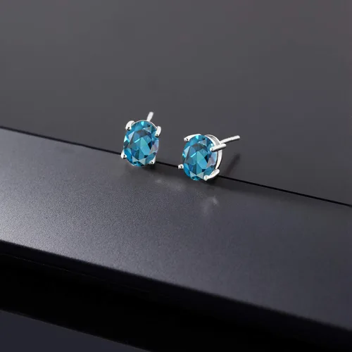 Vista 327 de Gem Stone King Aretes de oro de 14 quilates con piedra natal ovalada de 0.315 x 0.236 in Aretes de oro para mujer