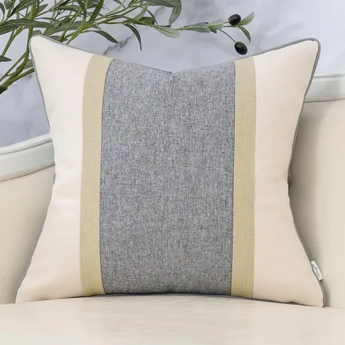 Vista 16 de Yangest - Funda de cojín de patchwork de lujo de 18x18 pulgadas, funda de almohada cuadrada de algodón y lino para sofá, dormitorio y sala de estar