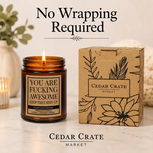 Vista 6 de Cedar Crate Market - Vela You are Fucking Awesome (You are Fucking Awome), divertido regalo de aliento para amigos, compañeros de trabajo, familia