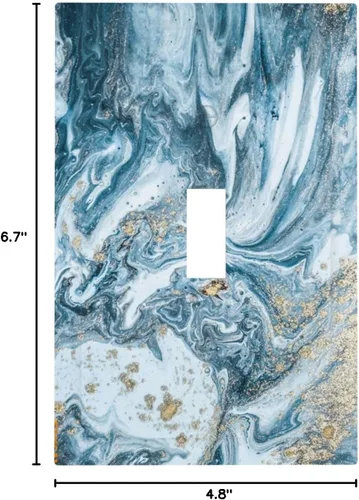 Vista 7 de Arte Moderno Abstracto de Lujo Turquesa Oscuro Verde Azulado Azul Gris Patrón Texturizado de Mármol 1 Gang Interruptor de Luz de Palanca Simple