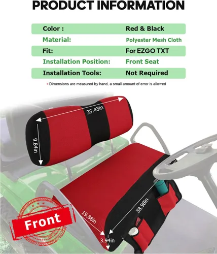 Vista 2 de SCITOO Funda de asiento para carrito de golf EZGO TXT, funda de asiento suave y cómoda, fácil de instalar