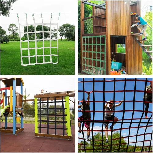 Vista 6 de Red de escalada, tamaño personalizado, estructuras de escalada al aire libre para niños, juego de columpios para interiores, selva, gimnasio, casa