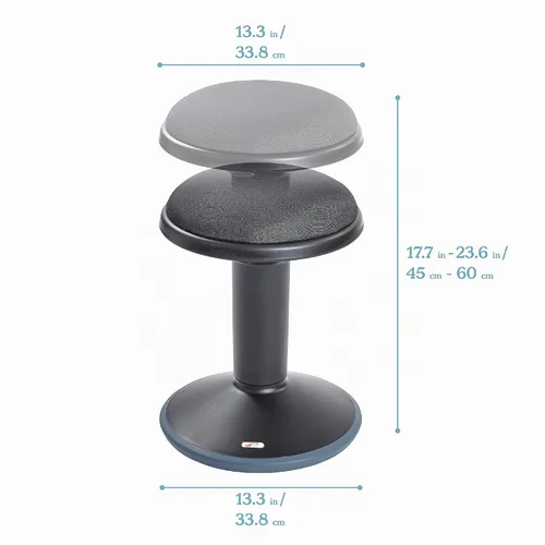 Vista 3 de ECR4Kids Taburete oscilante Sitwell con cojín, altura ajustable, asiento activo, negro