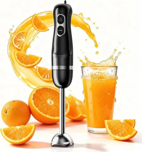 Vista 25 de Batidora de inmersión de mano con cable turelar, juego de licuadoras de mano de 1100W, disparador de velocidad variable 5 en 1 con palillo Negro