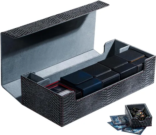 Vista 14 de Estuche de almacenamiento prémium para tarjetas coleccionables TCG, caja con capacidad para más de 800 tarjetas con funda para MTG, YuGiOh, Uno