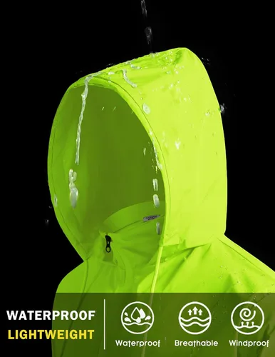 Vista 3 de COOFANDY Chaqueta impermeable para hombre, ligera, impermeable, con capucha, para correr, senderismo, ciclismo
