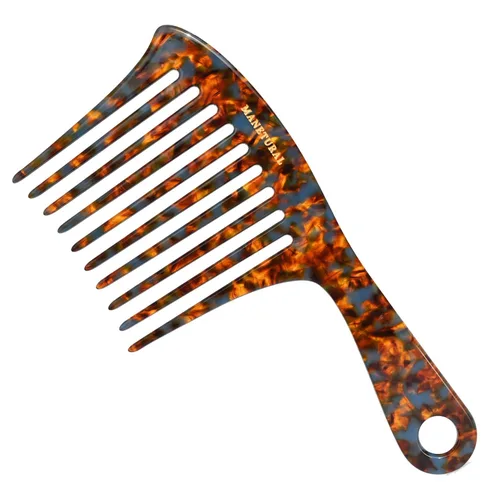 Vista 17 de D1 Peine de mango de dientes anchos para cabello rizado Eleva, conserva el rizo, suaviza el cabello. Peine de acetato (morado brillante)