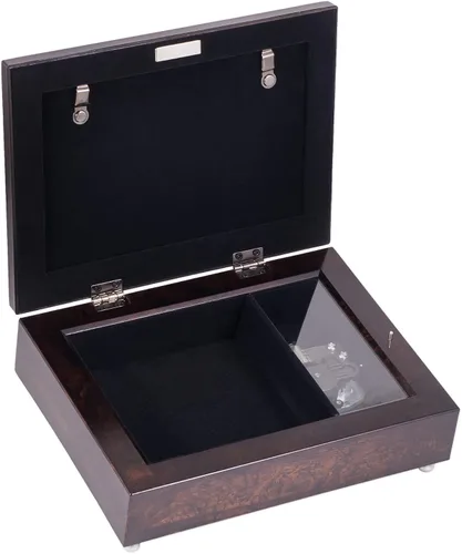 Vista 3 de Cottage Garden Amigos hermoso regalo Burlwood cuerda Trim joyería caja de música reproduce increíble gracia